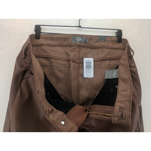 Torrid Perfect Skinny Faux Leather High Rise Pants 16T NWT Root Beer/Brown - Picture 10 of 13
